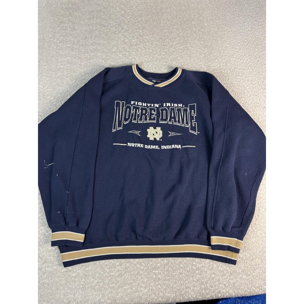 Notre Dame Fighting Irish Sweatshirt Mens XL Blue NCAA Football Crewneck Fleece